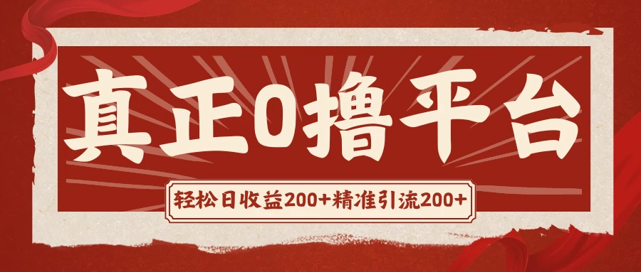 真正的0撸项目，每天轻松收入500+，有钱有产品，还有管道收益