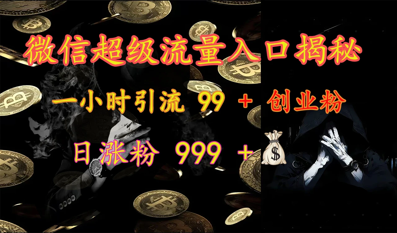 微信超级流量入口揭秘：一小时引流 99 + 创业粉，日涨粉 999 第1张